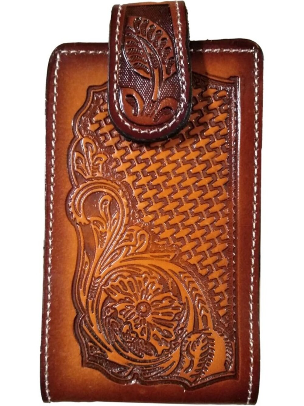 Authentic Leather Western Cell Phone Case for Belt - Magnetic Closure, Universal